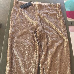 May & July Womens Size Small Gold/Bronze Sequin Leggings. NWT